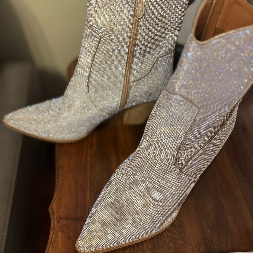 Beast Silver Glitter Heeled Boots